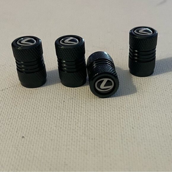 Lexus logo valve Stem caps in Black set of 4. NWT - Picture 2 of 4